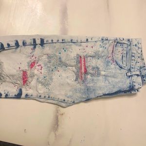 Blue Jean shorts with pink designs
